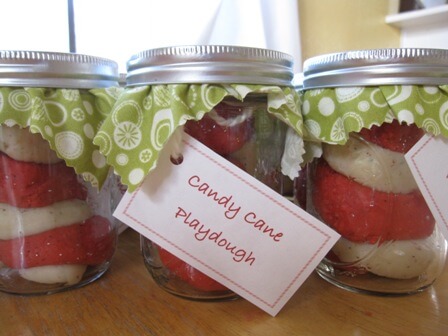 Candy Cane Playdough Gift in a Jar & a Homemade Playdough Recipe