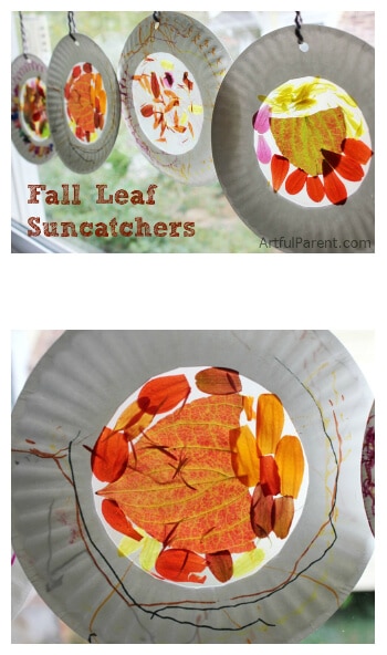 Kids Crafts with Fall Leaves - Autumn Nature Suncatchers