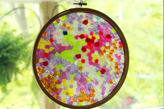 Make Plastic Bead Suncatchers In An Embroidery Hoop Frame