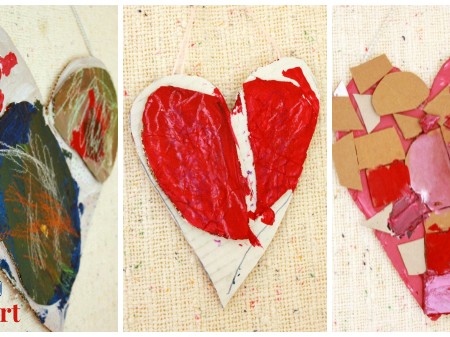 Kid-Made Modern Heart Art from Cardboard Scraps