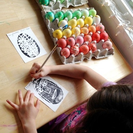 Easter Art Activities Styrofoam Printing Easter Eggs