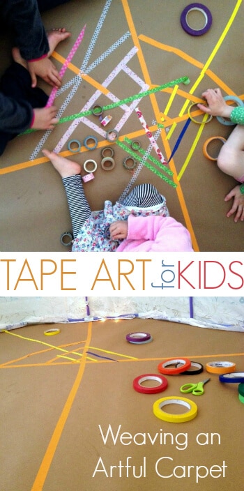 Masking Tape Art Project for Kids - Weaving an Artful Rug