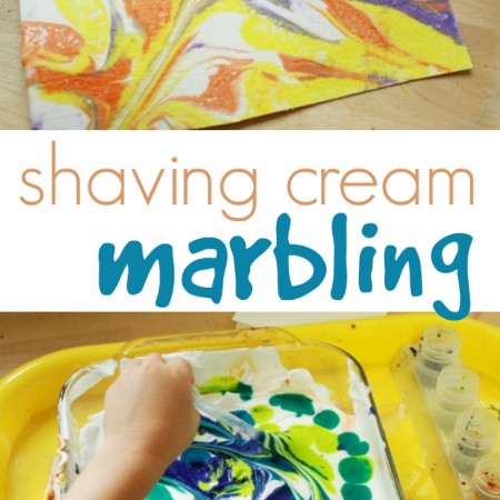 Shaving Cream Marbling with Liquid Watercolors