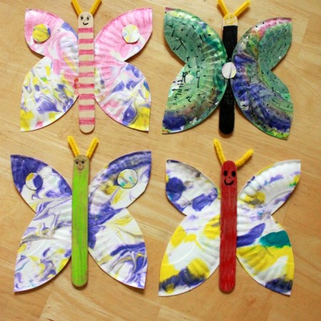 Marbled Paper Plate Butterflies