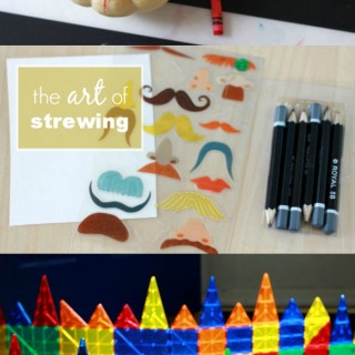 Strewing is the art of casually yet strategically leaving “invitations” for learning and creativity out for your kids to discover on their own.