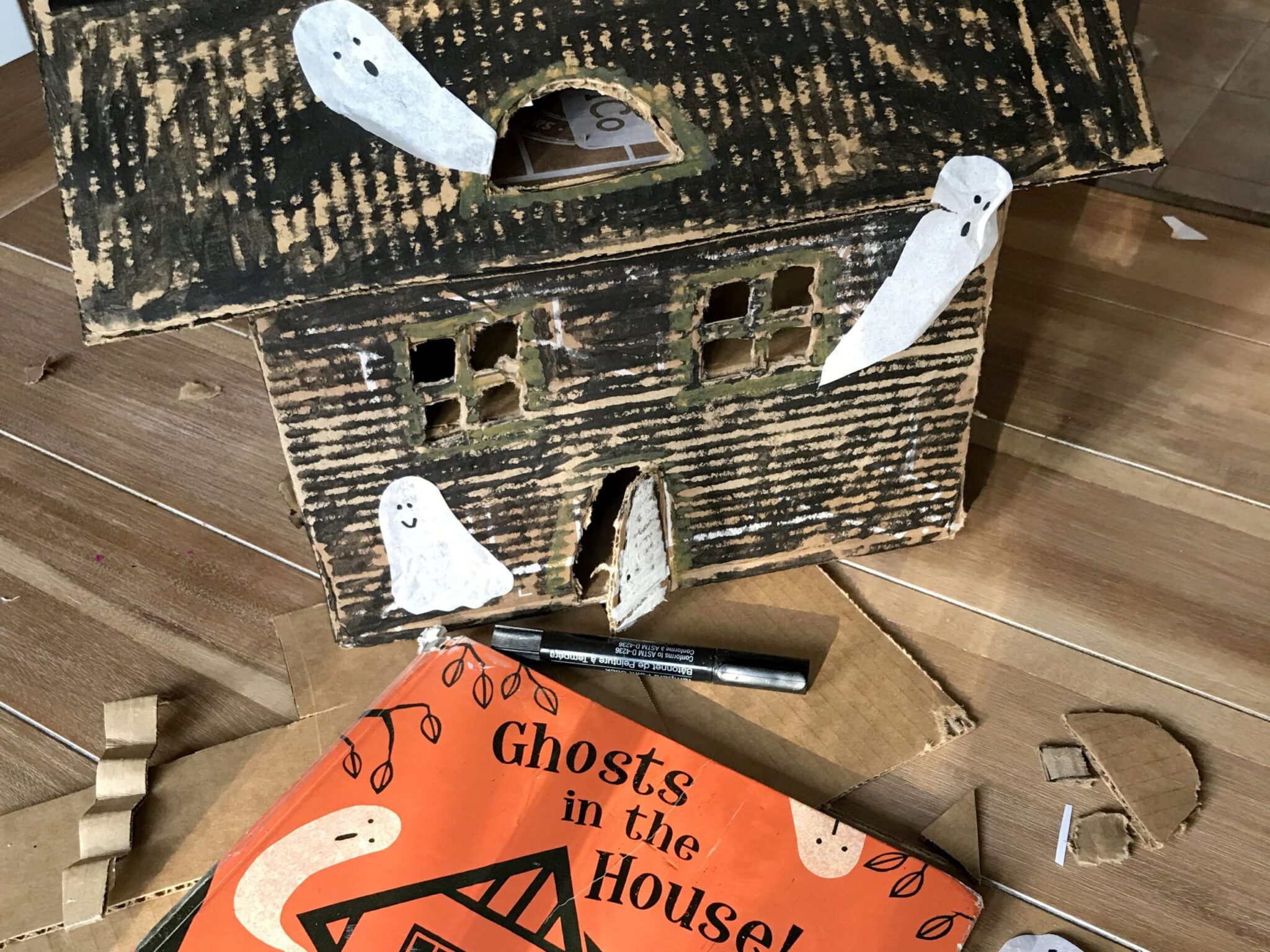 Spooky cardboard Halloween house