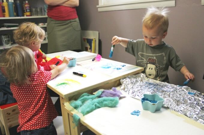 Exploring Different Textured Art Surfaces with the Toddler Art Group