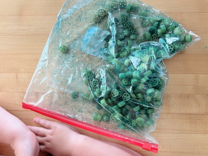 pasta dyed blue in a bag
