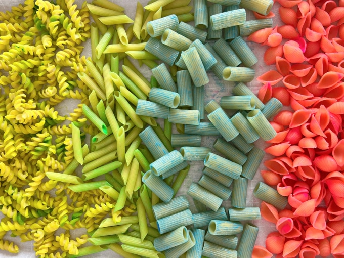 pasta dyed different colors