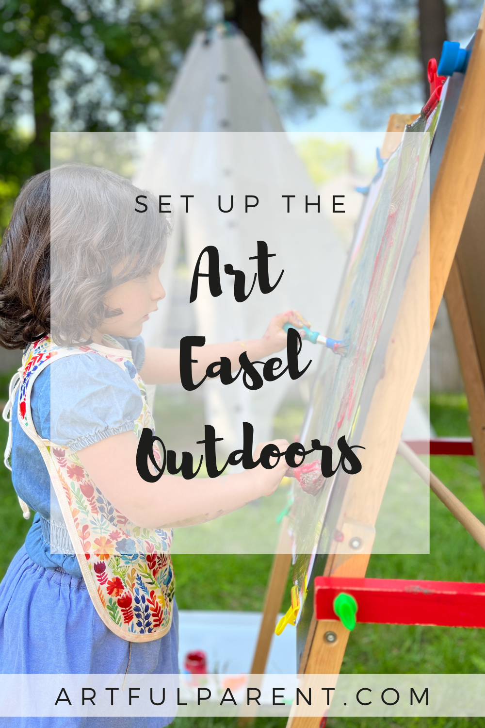 Painting with a Kids Art Easel Outdoors