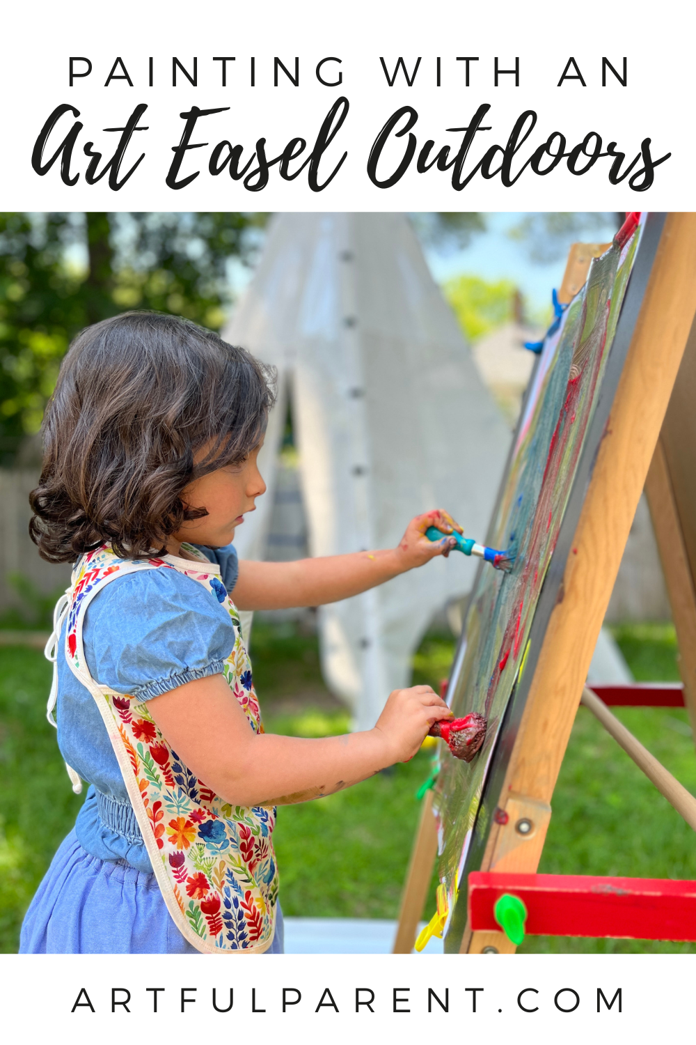 Painting with a Kids Art Easel Outdoors