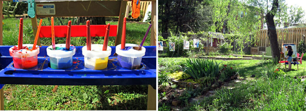Painting With A Kids Easel – Outdoors & Double The Paint Options!