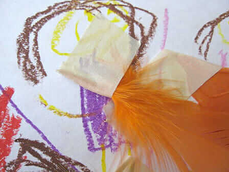 New Art Materials Inspire Creativity – detail of drawing and feather