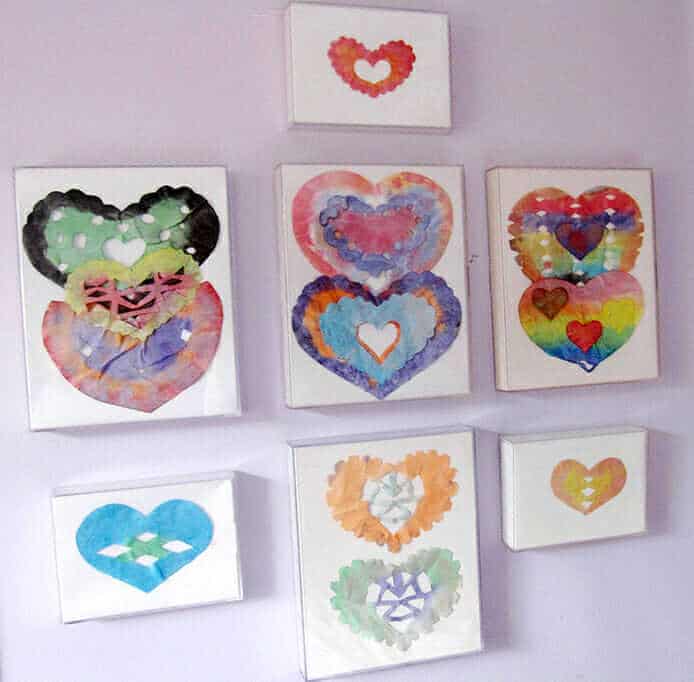 Coffee Filter Hearts Colorful Valentine Art for the Window