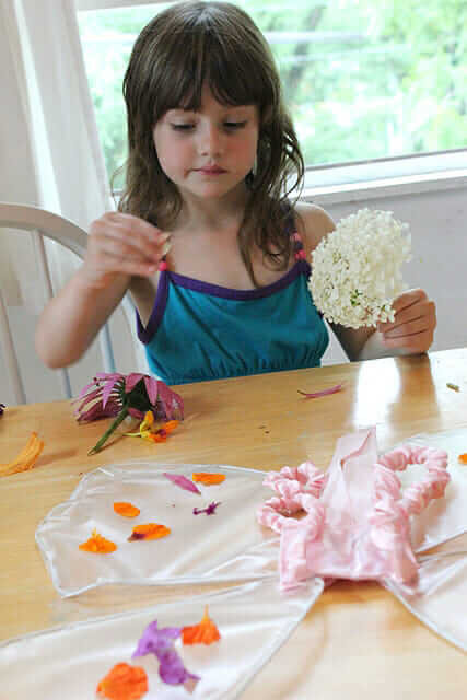 Childrens fairy wings - flower petals on contact paper