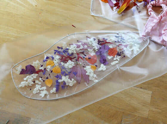 Childrens fairy wings - pressed flowers with contact paper