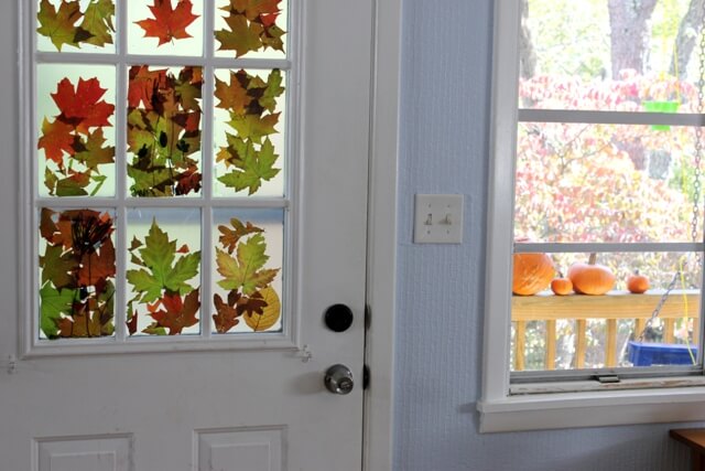 Fall Leaves Stained Glass Window Decorations
