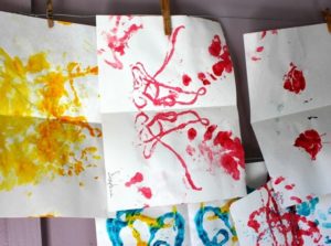 Mirror Image String Prints with the Kids Art Group