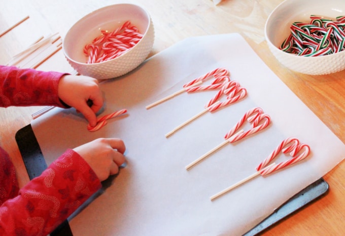 laying out candy canes