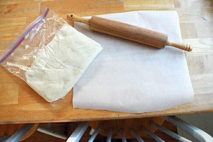 Salt dough and rolling pin for salt dough ornaments