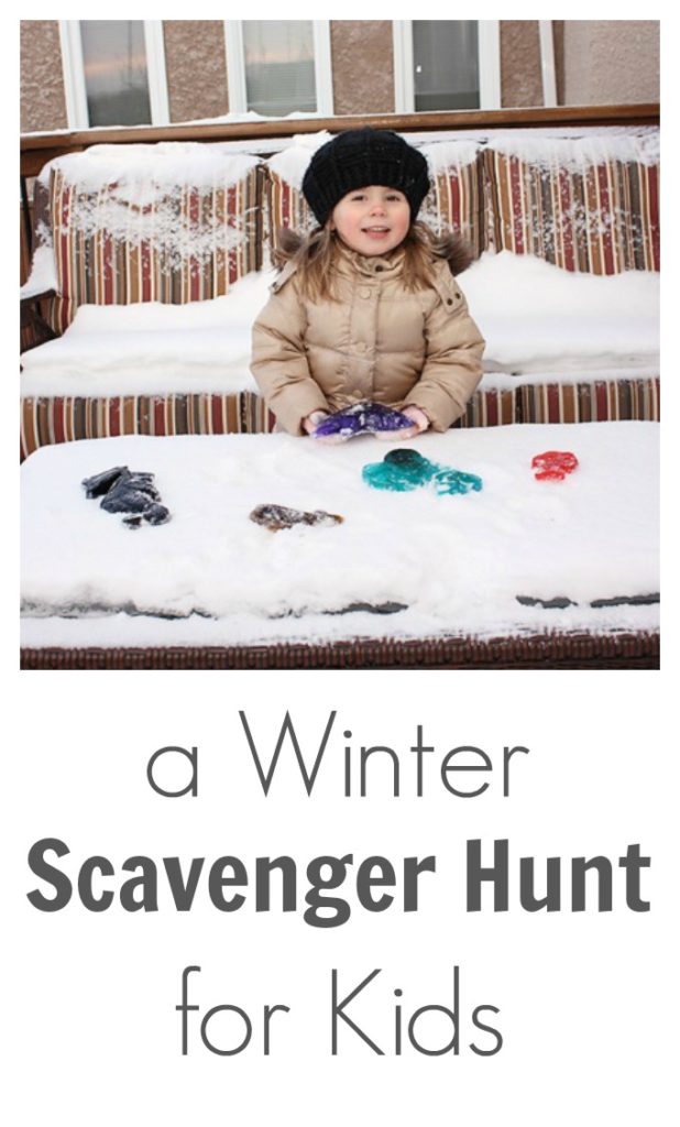 A Winter Scavenger Hunt for Kids with Colored Ice Sculptures