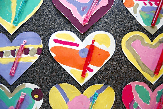 Color Mixing For Kids and Colorful Heart Valentines