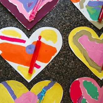 A Lesson In Mixing Colors For Kids Colorful Heart Valentines