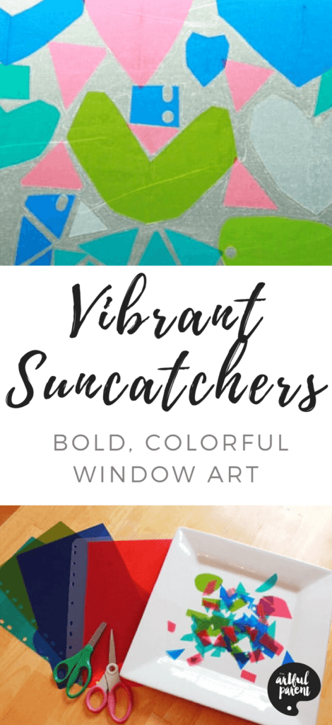 Learn how to make this suncatcher craft with translucent colored index dividers. A great project for making any suncatchers or stained glass art projects! #suncatchercraft #suncatchercraftforkids #suncatchercraftdiy #suncatcherartforkids