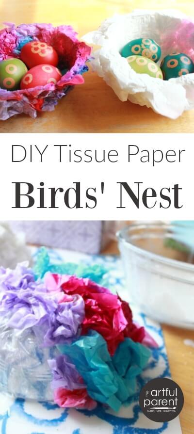 A Tissue Paper Birds Nest Craft for Kids