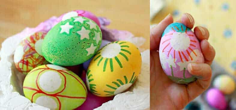 Easter Egg Decorating with Stickers & Sharpies