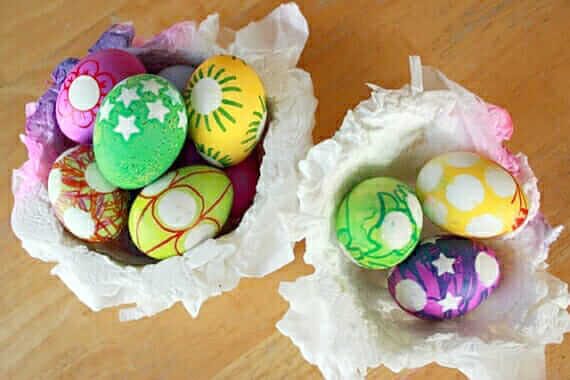 Easter Egg Decorating with Stickers & Sharpies