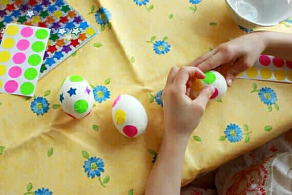 Egg Decorating with Stickers & Sharpies