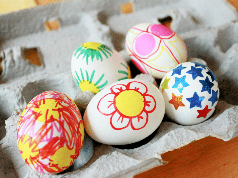 egg decorating with stickers