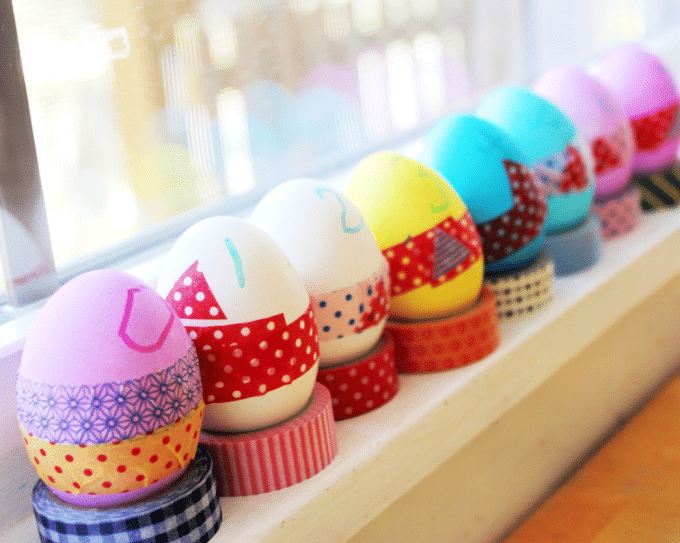 washi tape eggs lined up