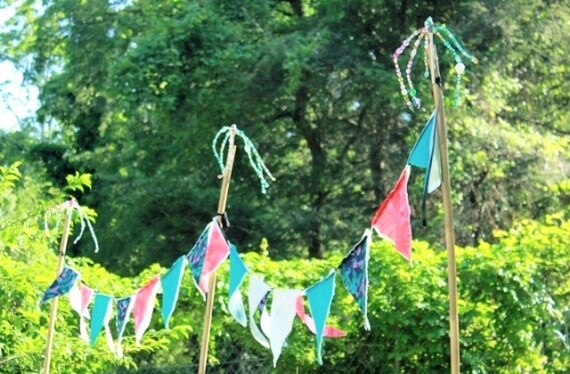 garden wish flags with beaded ornaments