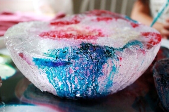 Melting Ice Science Experiment - red and blue