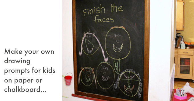 Fill in the Faces Drawing Prompt for Kids on Paper or Chalkboard