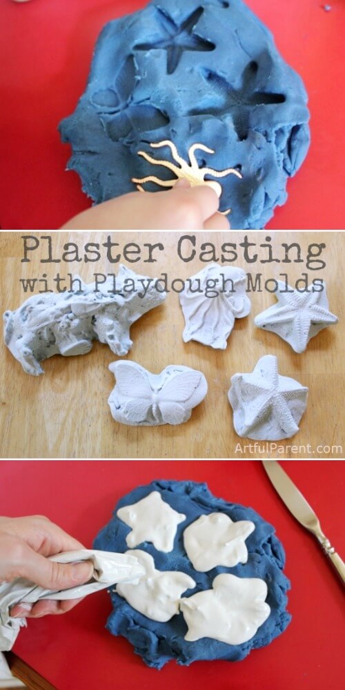 Plaster Casting for Kids Using Playdough Molds