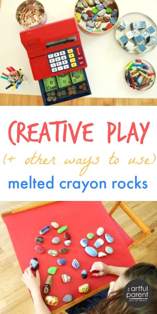 Creative Play Activities with Melted Crayon Rocks and Other Small Items