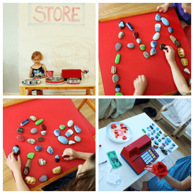 Pretend Play Activities with Melted Crayon Rocks