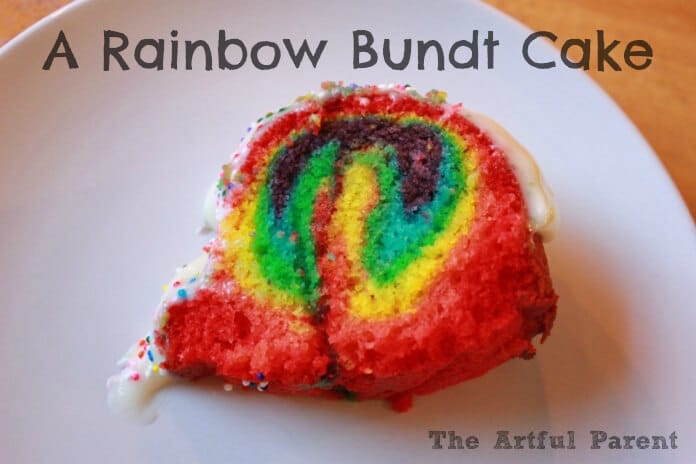 A Rainbow Bundt Cake Slice