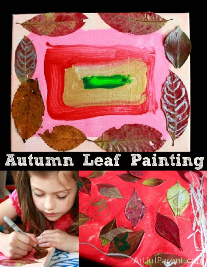 Mixed Media Autumn Leaf Painting