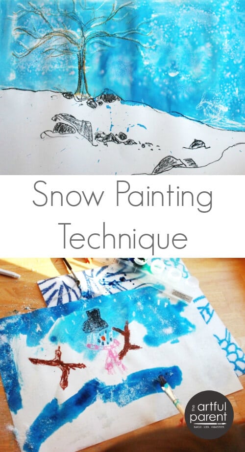 Snow Painting Technique with Crayon Resist and Salt