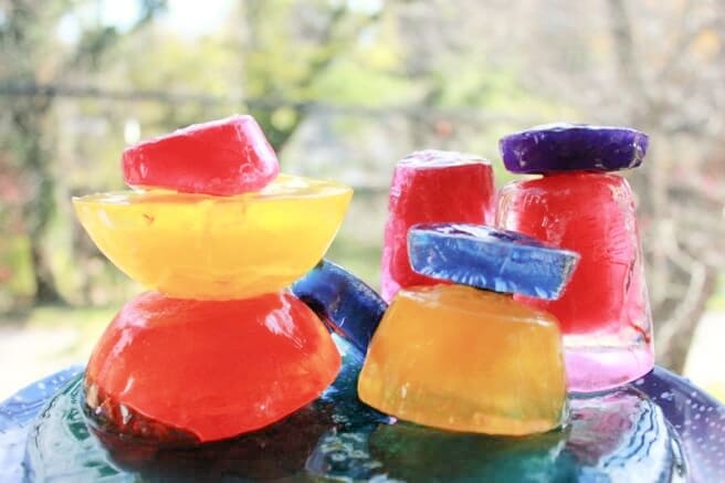 stack of colored ice pieces