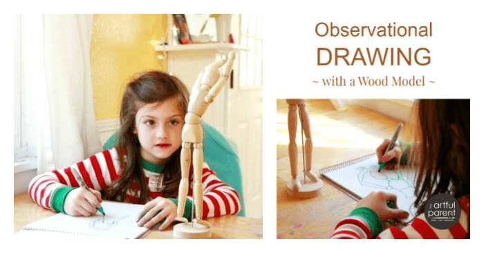 Observational Drawing with Kids with a Wooden Mannequin