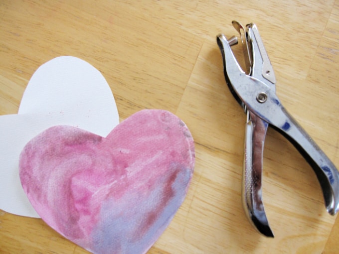 homemade hearts with hole punch