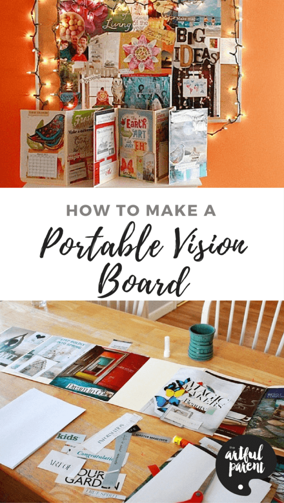 Creating a vision board book for your goals and dreams is easier than you might think. Use this simple DIY accordion book format to make it portable and easy to display (it stands up on its own)! #visionboard #goalsetting #dreams #goals #lawofattraction
