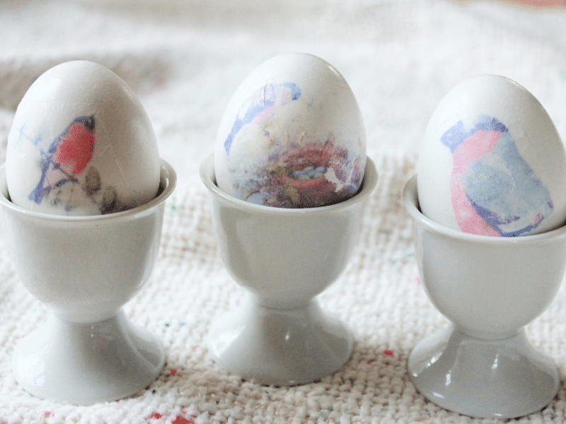 decorating easter eggs with image transfers