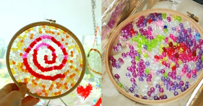 DIY Melted Beads Suncatchers in Frames to Gift and Display