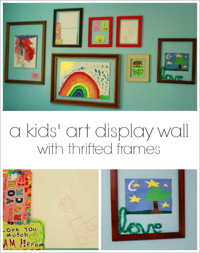 A Kids Art Display Wall with Thrifted Frames